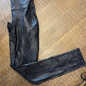 SPANX Shiny Black Moto Leggings